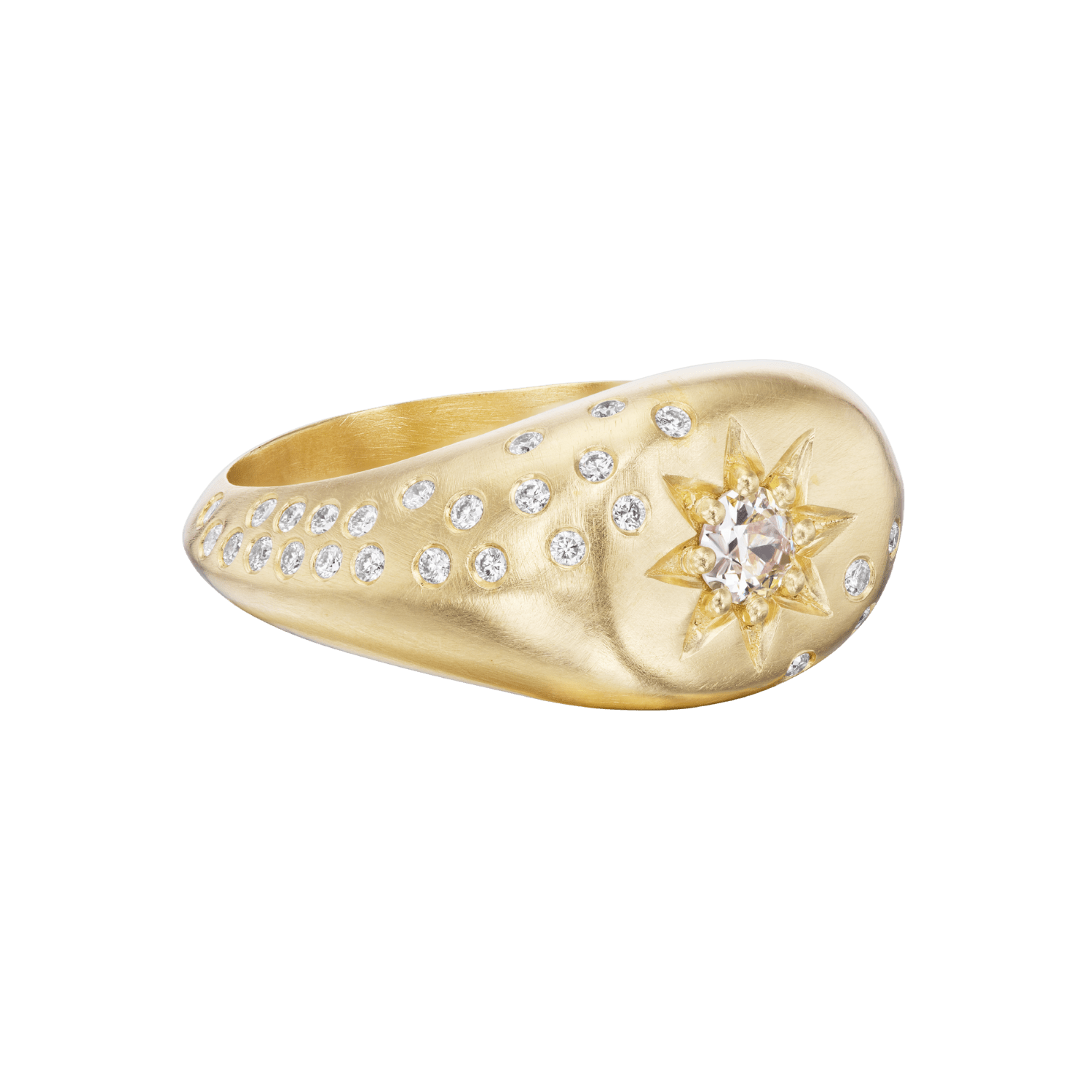 VICTORIAN STAR SIGNET RING WITH DIAMONDS - Ophelia Eve Jewelry