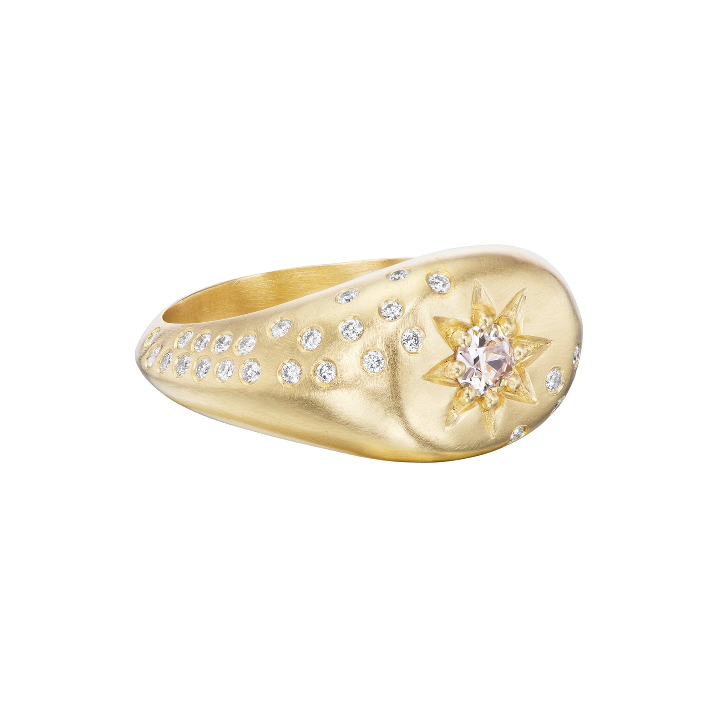 VICTORIAN STAR SIGNET RING WITH DIAMONDS - OPHELIA EVE