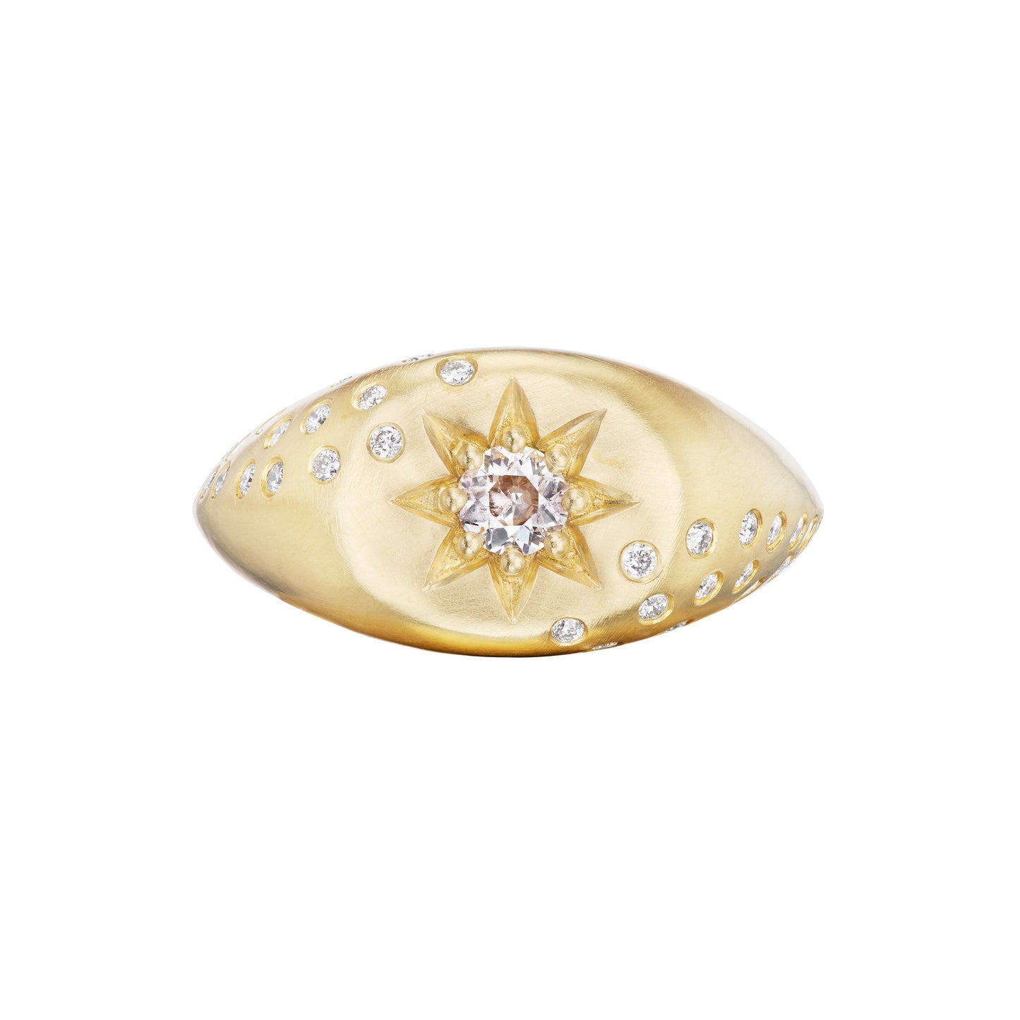 VICTORIAN STAR SIGNET RING WITH DIAMONDS - OPHELIA EVE